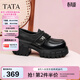 他她（TATA）小皮鞋2026春季新款豆豆鞋黑色厚底女鞋樂(lè )福鞋子CHY07AM6 黑色（寬版） 37