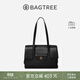 BAGTREE【明星同款】包包樹(shù)海豚包輕奢植鞣皮托特包大容量通勤女士電腦包 中號-黑色 能裝A4資料 高級小眾