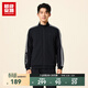 超級安踏運動(dòng)外套男女同款春季經(jīng)典雙條紋復古針織立領(lǐng)夾克上衣172538708U 基礎黑-6 2XL /185（女生建議拍小一碼）