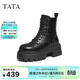 他她（TATA）巡星者靴子女鞋工裝靴秋冬新黑色加絨馬丁靴英倫短靴CG801DD5 黑色（絨里） 37