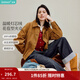 茵曼2026春季女裝新款復古燈芯絨巴恩風(fēng)花苞外套休閑寬松上衣 棕色 M