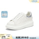 百思圖春商場(chǎng)新款牛皮休閑小白鞋松糕厚底女運動(dòng)板鞋ZWZA3AM4 白銀色（5cm經(jīng)典款） 38