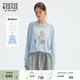 Teenie Weenie小熊女裝春秋季松弛慵懶風(fēng)棉麻混紡毛衣兩件套針織衫 淺藍色 L
