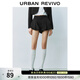 UR春季新款女裝簡(jiǎn)約休閑壓褶高腰花苞短褲UYU650013 黑色 (偏短) S