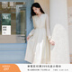 香影法式v領(lǐng)連衣裙女2026春季新款萊賽爾天絲長(cháng)袖木耳邊收腰裙子 鷺白 M 160/84A/95-110斤