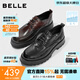 百麗（Belle）男鞋通勤商務(wù)皮鞋褶皺牛皮夏新厚底打孔透氣正裝鞋A1422AM4預售 黑色-單里 41 (255mm)