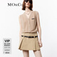 MO&Co.【C+系列】針織衫開(kāi)衫春夏細支綿羊毛織嘜胸牌薄款摩安珂 淺卡其色 S 160