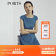 PORTS寶姿商場(chǎng)同款新品女裝氣質(zhì)純色修身短袖連衣裙LL8N021RWE005 灰燼藍 L (8)