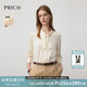 PRICH時(shí)尚優(yōu)雅飄帶領(lǐng)七分袖緞面襯衫春季垂順氣質(zhì)上衣女 36淺米色 M (165)