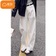 棉致白色高腰闊腿牛仔褲女2026新款春秋季百搭寬松直筒拖地休閑褲子 8120白色【高品質(zhì)27.5】 L 105-115斤
