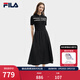 FILA斐樂(lè )官方女子連衣裙夏新款時(shí)尚休閑簡(jiǎn)約修身短袖連身裙 正黑色-BK M 165/84A/M