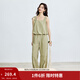 茵曼（INMAN）【防曬兩件套】2025夏季時(shí)尚花苞下擺薄款背心襯衫束腳運動(dòng)褲 淺綠色 S