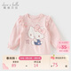 戴維貝拉Hello Kitty聯(lián)名兒童T恤女童抗菌打底衫秋裝上衣