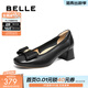 百麗（Belle）氣質(zhì)優(yōu)雅淺口單鞋女商場(chǎng)同款舒適牛皮粗跟單鞋D8Q1DAQ5預售 黑色 37 (235mm)