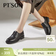 百田森（PT'SON）2025春季新款布洛克英倫女鞋頭層牛皮深口單鞋女綁帶小皮鞋春秋 黑色 36 (230mm)