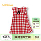 巴拉巴拉兒童連衣裙女童春秋裝棋盤(pán)格紋A字裙甜美大翻領(lǐng)簡(jiǎn)潔大氣 紅白色調00461 100