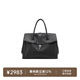 裘真植鞣（胎牛皮）手提公文包女士高級感復古大容量通勤包女 黑色-大號（胎牛皮）