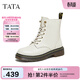 他她（TATA）靴子經(jīng)典英倫風(fēng)復古加絨馬丁靴厚底女靴真皮短靴WUY02DZ4 米白（單里） 38