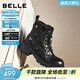 百麗（Belle）張凌赫周雨彤同款小野馬擦色工裝靴女冬新款商場(chǎng)短靴E5C1DDD5 黑色-單里 36