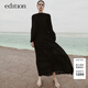 edition連衣裙女新款復古宮廷風(fēng)黑色壓褶氣質(zhì)長(cháng)裙禮服裙 黑色 M