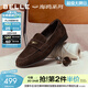 百麗（Belle）海鷗復古樂(lè )福鞋女2026春新款商場(chǎng)低跟羊皮通勤小皮鞋F2D1DAA6 咖啡色 37 (235mm)