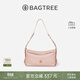 BAGTREE【明星同款】包包樹(shù)奶盒包植鞣皮單肩斜挎腋下通勤Hobo枕頭女士包 水霧粉-中號【磁吸拉鏈款】 高級小眾