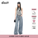 DZZIT地素牛仔闊腿褲夏季時(shí)尚潮流設計女 藍色 S