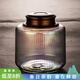 容山堂玻璃茶葉罐家用大號密封罐普洱茶儲存罐便攜小金屬儲茶罐旅行茶具 合金蓋豎紋玻璃茶葉罐-煥彩款