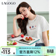 LAGOGO美好開(kāi)始元氣刺繡T恤女拉谷谷2026春季新款彩點(diǎn)紗短袖上衣 米白色 M