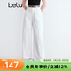 百圖betu女裝夏季新款牛仔褲遮肉顯瘦八分大白褲褲子女2504T82 白色 M （白色預售04/10發(fā)貨）