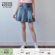 Teenie Weenie小熊女裝春裝休閑元氣少女牛仔百褶裙半身裙短裙 中藍色 S