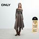 ONLY2025夏季新款優(yōu)雅拼接假兩件露肩A字傘裙連衣裙女|125307032 E05繩索灰色 XS