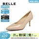 百麗（Belle）尖頭時(shí)尚優(yōu)雅單鞋氣質(zhì)顯瘦牛皮高跟鞋3O403AQ5預售 杏色 37