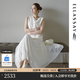 歌力思（ELLASSAY）【博主同款】2026夏新款立體收腰馬甲優(yōu)雅百褶千金風(fēng)連衣裙女Y069 珍珠白（不含腰帶） M