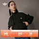 adidas三條紋短款休閑夾克外套女裝阿迪達斯官方三葉草   黑色   L