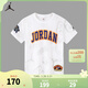 NIKE  JORDAN 耐克童裝男童短袖T恤新款兒童暗紋滿(mǎn)印短T上衣 純白色 160 /80 【建議身高158-170cm】