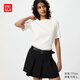 優(yōu)衣庫女裝羅紋船領(lǐng)T恤/五分袖26春夏新款483467 01 乳白色 M