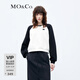 MO&Co.衛衣美式復古黑白撞色插肩袖字母刺繡寬松休閑上衣摩安珂 米白色-第2批 S 160