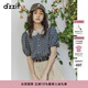 DZZIT地素襯衫夏季幾何花布襯夏日活力上衣女3J2D3026A 黑色 XS
