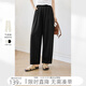 對白【AN大碼系列】氣球褲慵懶皺皺闊腿褲夏季微胖mm寬松白色休閑褲子 靜謐黑 3XL 建議體重160-180