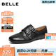 百麗（Belle）時(shí)光漫行復古英倫風(fēng)便士樂(lè )福鞋女26新款牛皮通勤單鞋B3078AM6預售 黑色 37