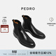 PEDRO男士松緊帶牛皮切爾西靴商務(wù)休閑皮鞋靴子送男生PM1-96600004-1 黑色 41