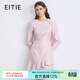 愛(ài)特愛(ài)（EITIE）精致粗花呢荷葉裙擺通勤連衣裙秋冬新款小香風(fēng)A字裙C2507842 花蜜粉63 M (160)