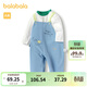 巴拉巴拉兒童衣服男童春秋套裝背帶褲兩件套時(shí)尚洋氣 白藍色調 100cm