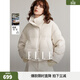 ELLE90白鴨絨寬松立領(lǐng)短款羽絨服女2025冬裝新款休閑加厚保暖外套 淺灰 M