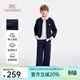 英氏（YEEHOO）男童套裝兒童衣服春季外套褲子兩件套男孩運動(dòng)套裝休閑中大童裝 時(shí)尚運動(dòng)套裝-深藍 【排汗透氣】 130