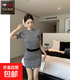 條紋短袖上衣包臀裙2026春季新款法式小香風(fēng)一整套時(shí)尚氣質(zhì)套裝女 黑白條紋T恤+包臀裙【性感風(fēng)】 M 100-110斤