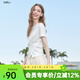 百圖betu女裝夏季新款T恤下擺不規則設計感修身短袖上衣女2507X03 白色 L