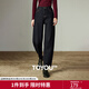 初語(yǔ)牛仔褲女2025冬季新款原色不易褪色抓絨保暖顯瘦廓形香蕉褲 牛仔原色 29