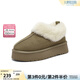百思圖冬新款厚底外穿毛毛勃肯棉拖鞋加絨保暖雪地靴女N8138DH5 卡其色N8131DD5 37